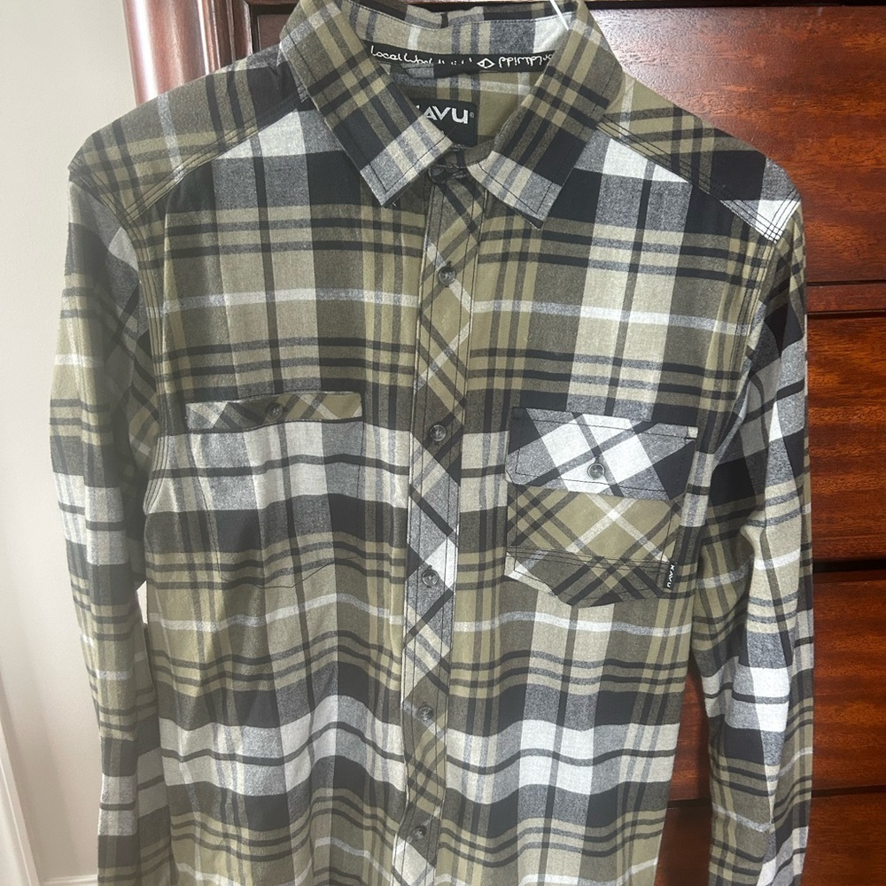 Kavu Olive and Black Plaid Shirt
